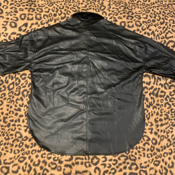 Aaron & Amber Faux Leather Button Down - Picture 2 of 3